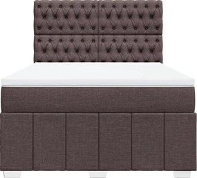 vidaXL Κρεβάτι Boxspring με Στρώμα Σκούρο Καφέ 140x190 εκ. Υφασμάτινο