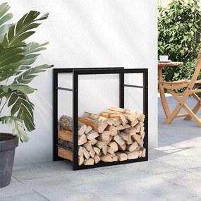 vidaXL Ραφιέρα Καυσόξυλων Ματ Μαύρο 50x28x56 εκ. Ατσάλι