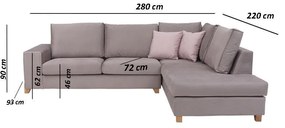 Γωνιακός Καναπές Geneva Fylliana Δεξιά Γωνία Μπέζ 280x220x90 εκ. 280x220x90 εκ.