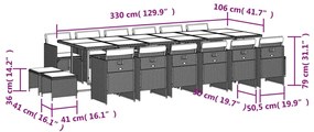 vidaXL Σετ Τραπεζαρίας Κήπου 17 τεμ. Μπεζ Συνθετικό Ρατάν με Μαξιλάρια