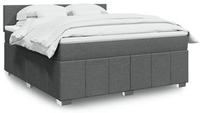 vidaXL Κρεβάτι Boxspring με Στρώμα Σκούρο Γκρι 180x200 εκ Υφασμάτιν