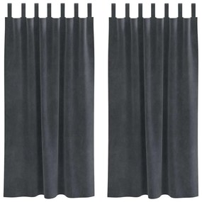 vidaXL Κουρτίνες με κουρτίνες 2 pcs Ανοιχτό γκρι 140 x 175 cm Βελούδο