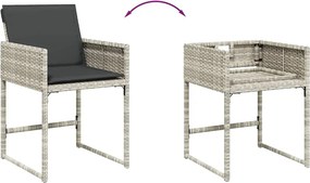 vidaXL Σετ Τραπεζαρίας Κήπου 15 τεμ. Αν. Γκρι Συνθ. Ρατάν με Μαξιλάρια