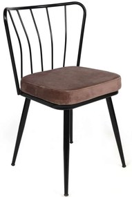 Καρέκλα Yildiz (Σετ 4Τμχ) 974NMB1627 43x42x82cm Brown-Black Velvet, Metal