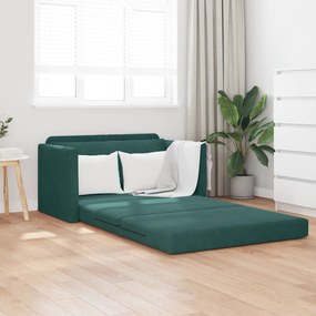 vidaXL Κρεβάτι Σε Σοφάκι 2-σε-1 Σκούρο Πράσινο 124x204x61 εκ Βελούδο