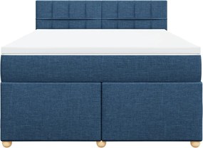 vidaXL Κρεβάτι Boxspring με Στρώμα Μπλε 160x200 εκ. Υφασμάτινο