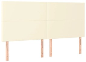 vidaXL Κρεβάτι Boxspring με Στρώμα Κρεμ 200x200 εκ. Συνθετικό Δέρμα