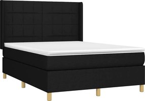 vidaXL Κρεβάτι Boxspring με Στρώμα &amp; LED Μαύρο 140x200 εκ. Υφασμάτινο