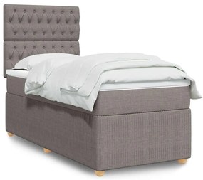 vidaXL Κρεβάτι Boxspring με Στρώμα Taupe 100 x 200 εκ. Υφασμάτινο