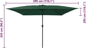 vidaXL Ομπρέλα Κήπου Πράσινο 295 x 295 x 245 εκ