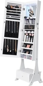 VEVOR Mirror Jewelry Cabinet Standing Mirror with Storage Full Length White