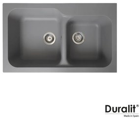 Duralit KZ200 Concrete Ένθετος Συνθετικός Νεροχύτης Με 2 Γούρνες 83x50 cm
