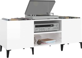 vidaXL Δισκοθήκη Γυαλιστερή Λευκή 121x38x48 εκ. από Επεξεργασμένο Ξύλο