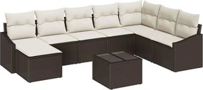 vidaXL Σετ Καναπέ με μαξιλάρι 9 pcs Καφέ συνθετικό ρατάν