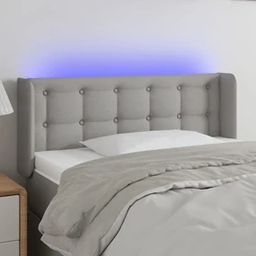 vidaXL Κεφαλάρι Κρεβατιού LED Ανοιχτό Γκρι 93x16x78/88 εκ. Υφασμάτινο