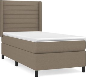 vidaXL Κρεβάτι Boxspring με Στρώμα Taupe 100 x 200 εκ. Υφασμάτινο