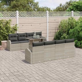 vidaXL Σετ Καναπέ Κήπου με μαξιλάρι 7 pcs Ανοιχτό γκρι Πολυ ράταν