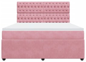 vidaXL Κρεβάτι Boxspring με Στρώμα Ροζ 180x200 εκ. Βελούδινο