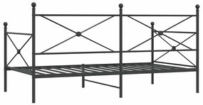 vidaXL Κρεβάτι ημέρας χωρίς στρώμα Μαύρο 100x200 cm Ατσάλι
