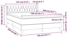 vidaXL Κρεβάτι Boxspring με Στρώμα Σκούρο Καφέ 140x200 εκ Υφασμάτινο