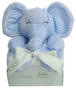 Κουβέρτα Fleece Αγκαλιάς (80x110) + Λούτρινο Makis Tselios Elephant Blue