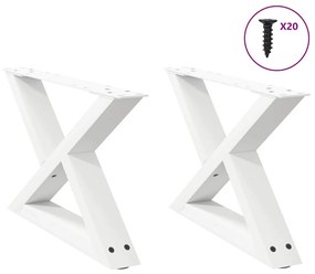 vidaXL Πόδια Τραπεζιού Σαλονιού 2 τεμ. Λευκά 60x(30-31,3) εκ. Ατσάλι
