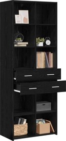 vidaXL Βιβλιοθήκη Μαύρη δρυς 30 x 42.4 x 185.2 εκ.