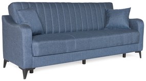 Καναπές-κρεβάτι με αποθηκευτικό χώρο τριθέσιος Rudy γκρι-μπλε ύφασμα 204x78x85