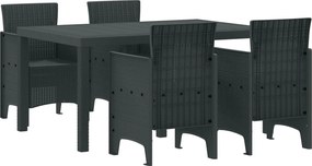 vidaXL Σέτ φαγητού για κήπο 5 τμχ. Ανθρακί Rattan Polt