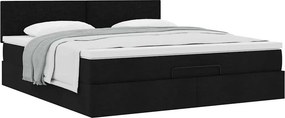 vidaXL Οθωμανικό κρεβάτι με στρώμα Μαύρο 160x200cm Ύφασμα