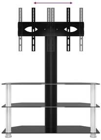 Βάση Τηλεόρασης Γωνιακή 3 Επιπέδων για 32-70 Ιντσών Μαύρη/Ασημί - Μαύρο