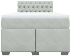 vidaXL Κρεβάτι Boxspring με Στρώμα Ανοιχτό Γκρι 120x200 εκ. Βελούδινο