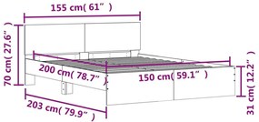 Πλαίσιο Κρεβατιού με Κεφαλάρι Γκρι Sonoma 150x200 εκ. - Γκρι