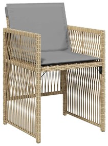 vidaXL Σέτ φαγητού για κήπο 5 pcs Μπεζ Πολυ ράταν
