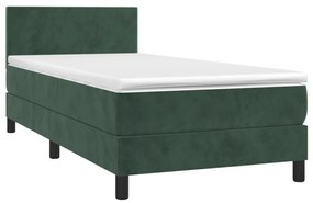 vidaXL Κρεβάτι Boxspring με Στρώμα Σκούρο Πράσινο 80x200 εκ. Βελούδινο