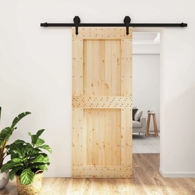 vidaXL Συρόμενη Πόρτα Φυσικό και Μαύρο 85 x 210 cm