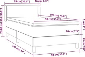vidaXL Κρεβάτι Boxspring με Στρώμα Καπουτσίνο 90x190εκ.από Συνθ. Δέρμα