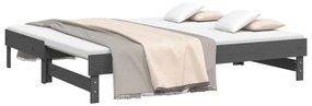 vidaXL Καναπές Κρεβάτι Συρόμενος Γκρι 2x(90x190) εκ. Μασίφ Ξύλο Πεύκου