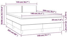 vidaXL Κρεβάτι Boxspring με Στρώμα Μαύρο 140x200 εκ. Βελούδινο