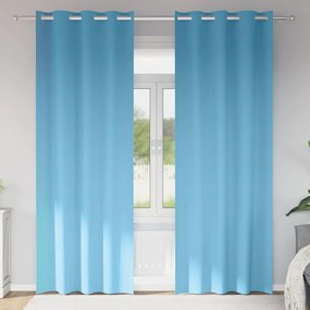 vidaXL Κουρτίνες με κουρτίνες 2 pcs Γαλάζιο Πολυεστέρας