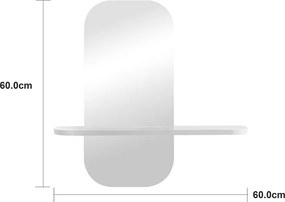 Καθρέπτης Lunaria pakoworld λευκό MDF 60x11.5x60εκ