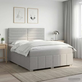 vidaXL Κρεβάτι box spring με στρώμα Ανοιχτό γκρι 140 x 200 cm Ύφασμα