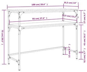 Τραπέζι Κονσόλα Καπνιστή Δρυς 100x35,5x75 εκ. Επεξεργ. Ξύλο - Καφέ