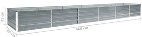 vidaXL Ζαρντινιέρα Υπερυψωμένη Γκρι 480x80x45 εκ. Γαλβαν. Χάλυβας