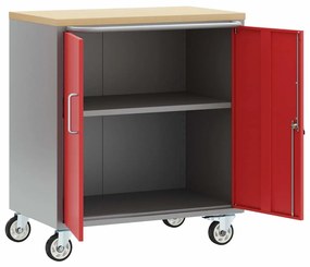 vidaXL Εργαστήριο με τροχούς Κόκκινο και γκρι 75 x 45 x 85 εκ.