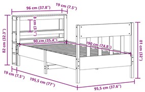 Σκελετός Κρεβ. Χωρίς Στρώμα Καφέ Κεριού 90x190 εκ Μασίφ Πεύκο - Καφέ