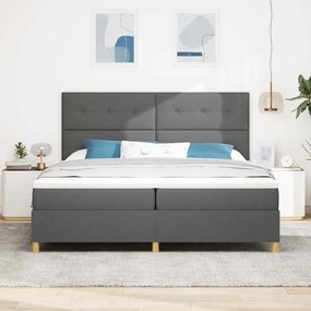 vidaXL LED Κρεβάτι με βάθρο Σκούρο Γκρι 200 x 200 cm ύφασμα