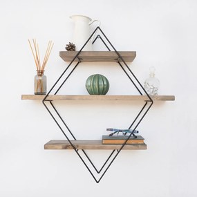 Ράφι Τοίχου Καρυδί / Μαύρο SEBRA 60x14x60