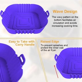 Φόρμα Σιλικόνης Τετράγωνη για Air Fryer 16cm - Μωβ