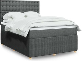 vidaXL Κρεβάτι Boxspring με Στρώμα Σκούρο Γκρι 140x200 εκ Υφασμάτινο